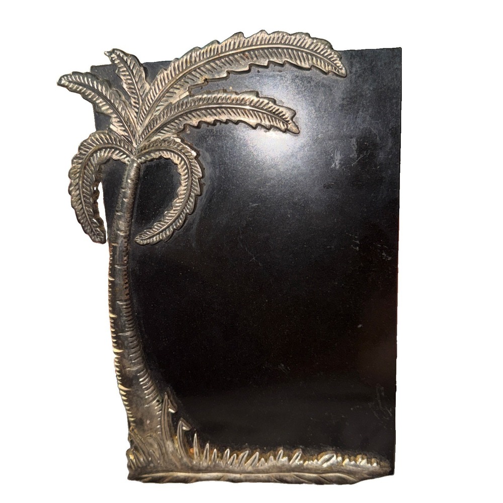 GODINGER Silver Art Black Marble Board W/Silver Palm Tree Charcuterie
